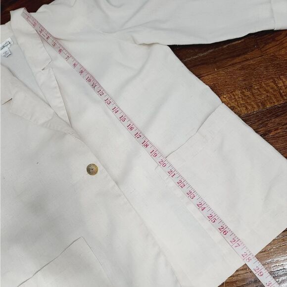 Vintage 90s Neutral Minimalist Beige Lightweight Long Fall Blazer - Picture 11 of 16